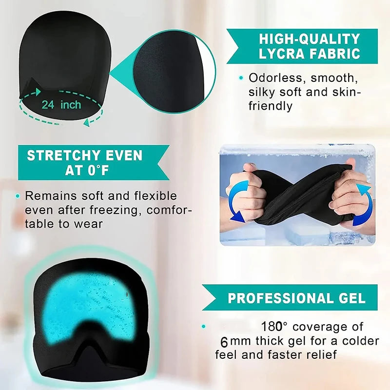 Migraine Gel Cold Ice Head Wrap Pack Headache Relief Hat Compress Face Mask